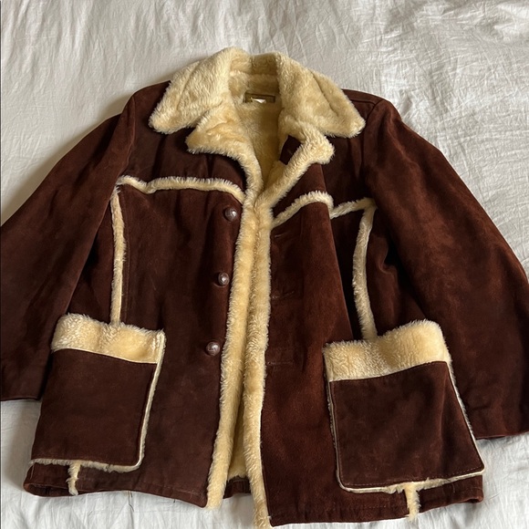 Sears Other - Sears Brown Suede Coat with Cream Shearling